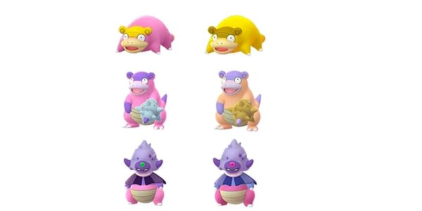 Galarian Slowpoke line Shiny comparison in Pokémon GO. Credit: Niantic