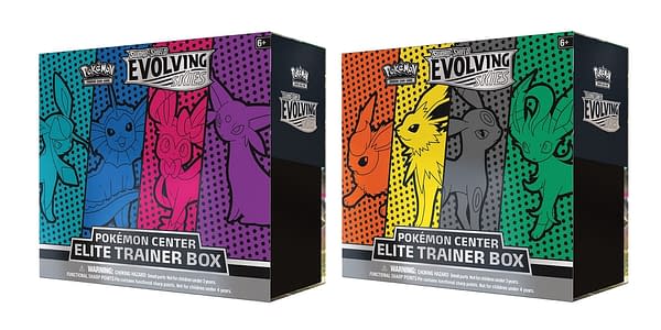 Evolving Skies exclusive Elite Trainer Boxes. Credit: TPCI