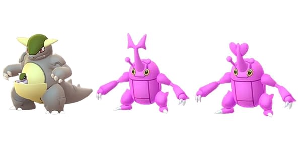 Shiny Heracross & Kangaskan in Pokémon GO. Credit: Niantic
