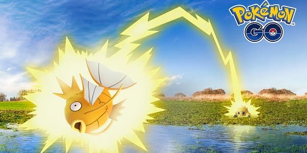 Shiny Magikarp getting clapped by Joltik in Pokémon GO. Credit: Niantic