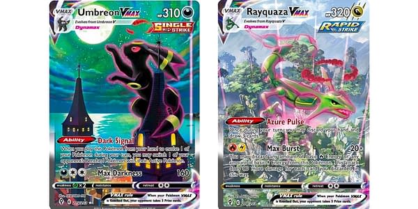 Evolving Skies: Umbreon & Rayquaza cards. Credit: Pokémon TCG