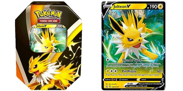 Eevee Evolution Tin: Jolteon. Credit: Pokémon TCG