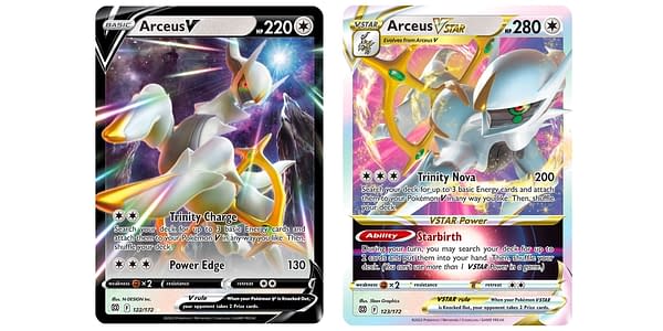 Arceus VSTAR and V from Sword & Shield – Brilliant Stars. Credit: Pokémon TCG