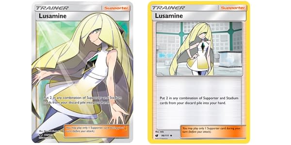 Lusamie cards of Sun & Moon – Crimson Invasion. Credit: Pokémon TCG