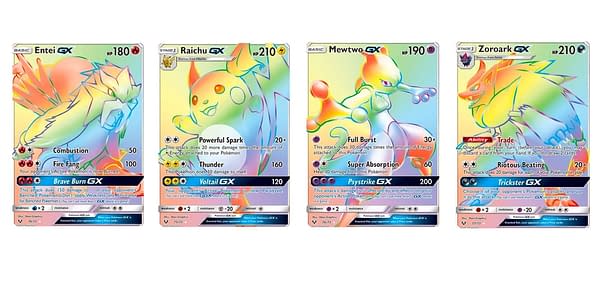 The Rainbow Rares of Shining Legends. Credit: Pokémon TCG