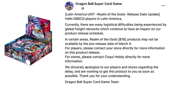 Bandai notice. Credit: Dragon Ball Super Card Game
