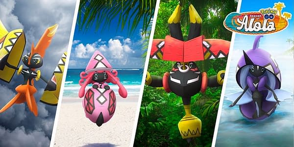 Tapu Koko, Tapu Lele, Tapu Bulu, & Tapu Fini in Pokémon GO. Credit: Niantic