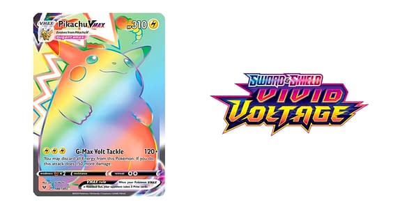 Vivid Voltage chase card and logo. Credit: Pokémon TCG
