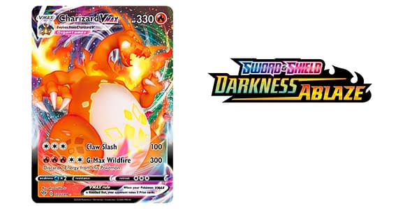 Darkness Ablaze logo and chase card. Credit: Pokémon TCG