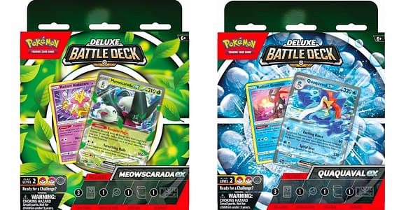 Quaquaval & Meowscarada ex Deluxe Battle Decks. Credit: Pokémon TCG
