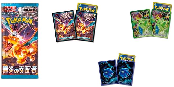 Merch from Ruler of the Black Flame. Credit: Pokémon TCG