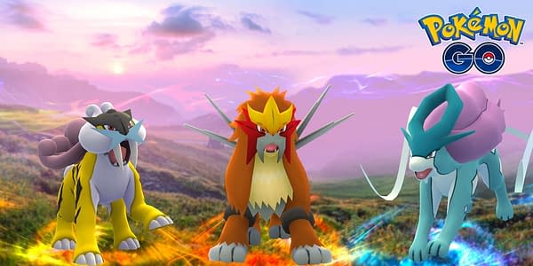 Raikou, Entei, and Suicune, the Legendary Beasts of Johto in Pokémon GO. Credit: Niantic