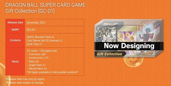 Gift Collection info. Credit: Dragon Ball Super Card Game