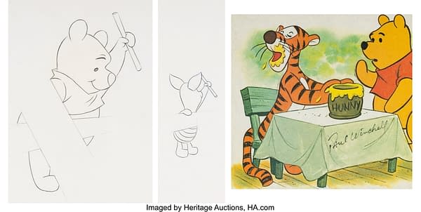 Winnie the Pooh and a Day for Eeyore "Poohsticks" Production Drawings and Print lot. Credit: Heritage Auctions