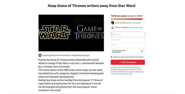 2 Petitions to Remove 'Game of Thrones' Writers from 'Star Wars' Launch