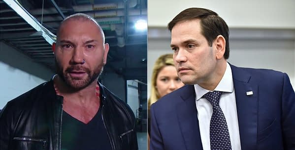Dave Bautista is not a fan of Florida Senator Marco Rubio, an ally of Bautista's rival, fellow WWE Hall-of-Famer President Donald Drumpf