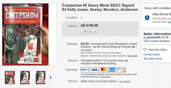 Creepshow #0 San Diego Ezclusive Sells for $150 on eBay - But is $20 on Heavy Metal Website