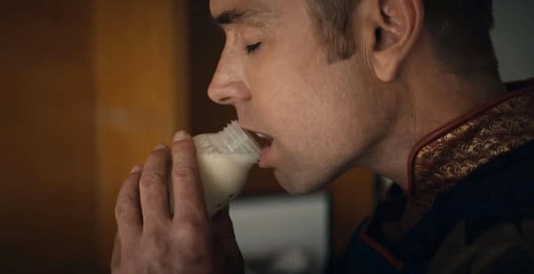 The Boys: Homelander really likes milk. (Image: Amazon Prime)