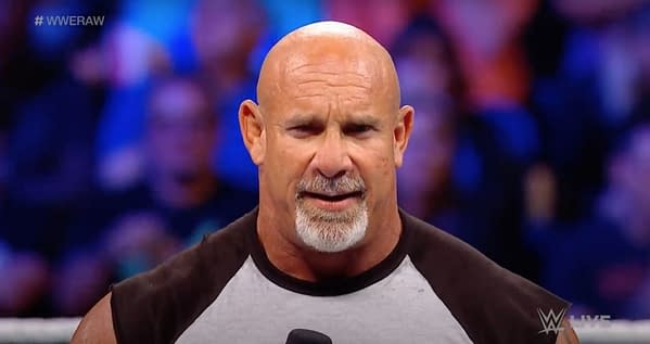 WWE Hall of Famer Goldberg appears on the October 4, 2021 episode of WWE Raw.