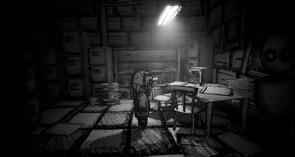 A screenshot from My Beautiful Paper Smile, an indie horror game by Two Star Games and Vicarious Publishing.