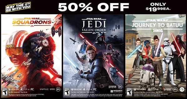 The other part of Gamestop's May The 4th sales solicitation flyer, advertising the video games on sale therein.