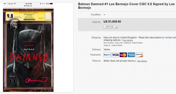 Batman Damned #1 Signed by Lee Bermejo Sells for $1000