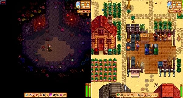 A look at the split-screen view in Stardew Valley, courtesy of ConcernedApe.