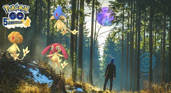 Shiny Azelf, Mesprit, & Uxie in Pokémon GO. Credit: Niantic