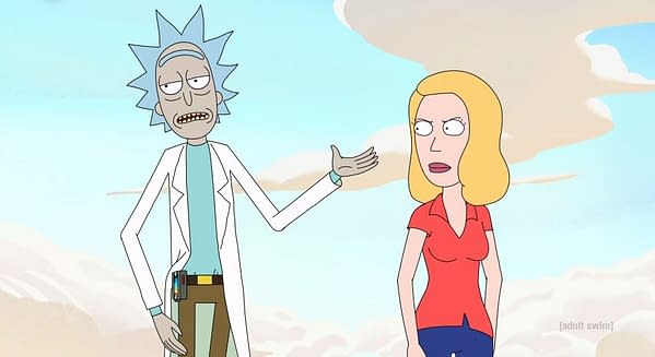 Rick is not making Beth happy in Rick and Morty, courtesy of Adult Swim.