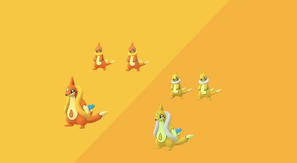 Buizel & Floazel regular and Shiny comparison in Pokémon GO. Credit: Niantic
