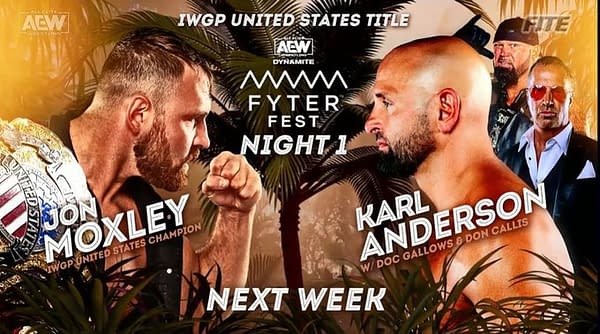 Jon Moxley will defend NJPW's IWGP United States Championship against Machine Gun Karl Anderson at AEW Dynamite: Fyter Fest Night 1 on Wednesday, July 14th.