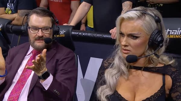 Mariah May (with Tony Schiavone) reacts to Toni Storm playing Mariah May on AEW Dynamite