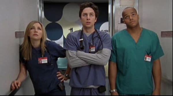 Scrubs Stars Braff, Faison & Chalke Reflect Their First Scene Together