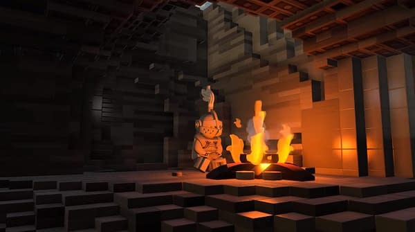 Someone Recreated the Dark Souls Firelink Shrine in Digital LEGO Bricks