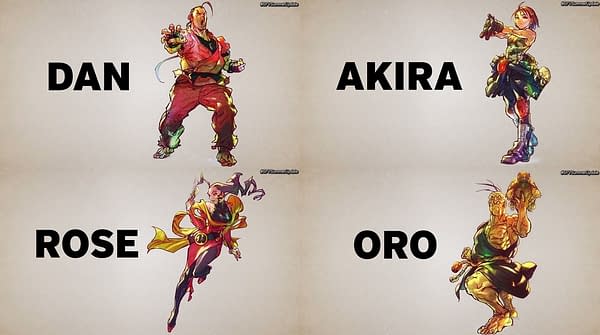 A look at all four characters coming to Street Fighter V, courtesy of Capcom.