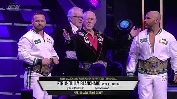 Tully Blanchard, JJ Dillon, and FTR head to the ring on AEW Dynamite