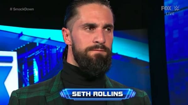 Seth Rollins reacts to Seth Rollins getting his ass kicked by Cesaro.