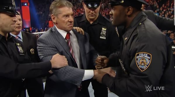 Vince McMahon appears on WWE Raw.