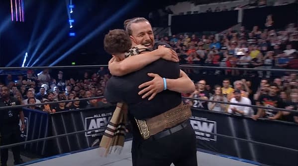Adam Cole and MJF hug it out after signing AEW All In main event contract on AEW Dynamite 200