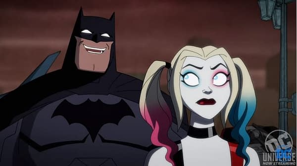 Harley Quinn finds Batman's humor a little off, courtesy of DC Universe.