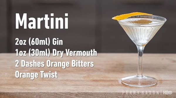 This week's Perry Mason drink: Martini (Image: HBO)