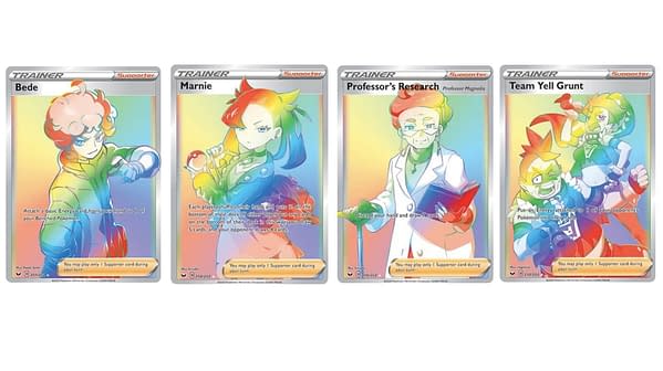 The Rainbow Rare Trainer Cards of Sword & Shield. Credit: Pokémon TCG