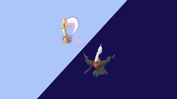 Cresselia and Darkrai graphic in Pokémon GO. Credit: Niantic