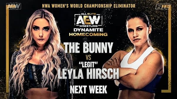 The Bunny will take on" Legit" Leyla Hirsch at AEW Dynamite: Homecoming at Daily's Place in Jacksonville, Florida on Wednesday, August 4th.