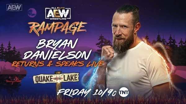 Promo graphic for Bryan Danielson interview at AEW Dynamite: Quake by the Lake