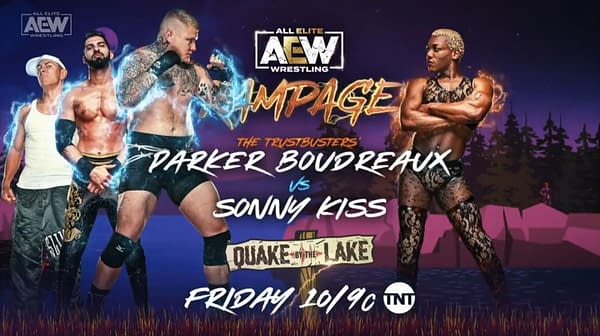 Match graphic for Parker Boudreaux vs. Sonny Kiss at AEW Dynamite: Quake by the Lake
