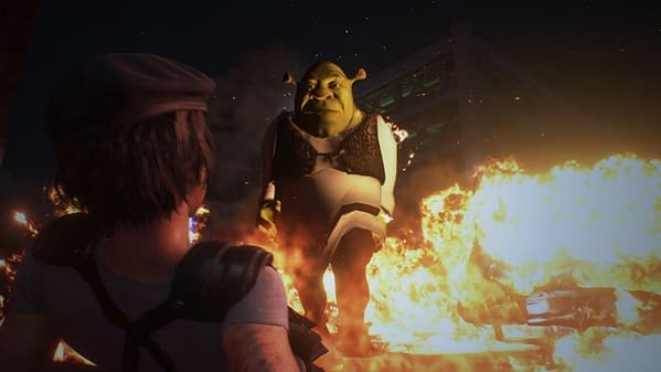 This Resident Evil 3 mod has Shrek chasing you down instead of Nemesis. Credit: MrMarco1003