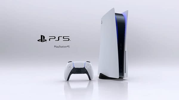 A look at the PS5. That's a tall while console right there.