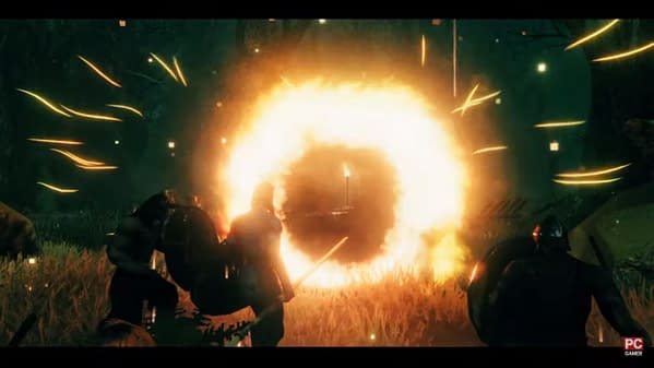 A shot from the gameplay trailer for Valheim, a Viking survival game by Coffee Stain and Iron Gate Studios.