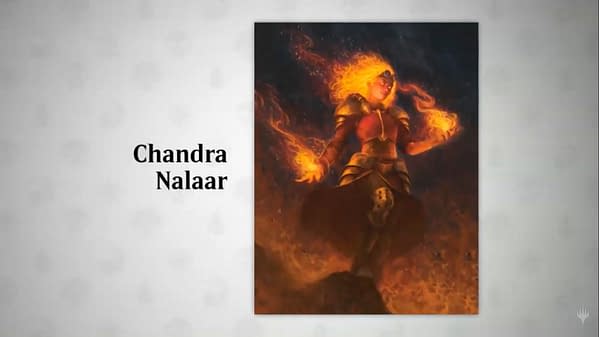 The artwork for Chandra's card in Core 2021. Illustrated by Josu Hernaiz.